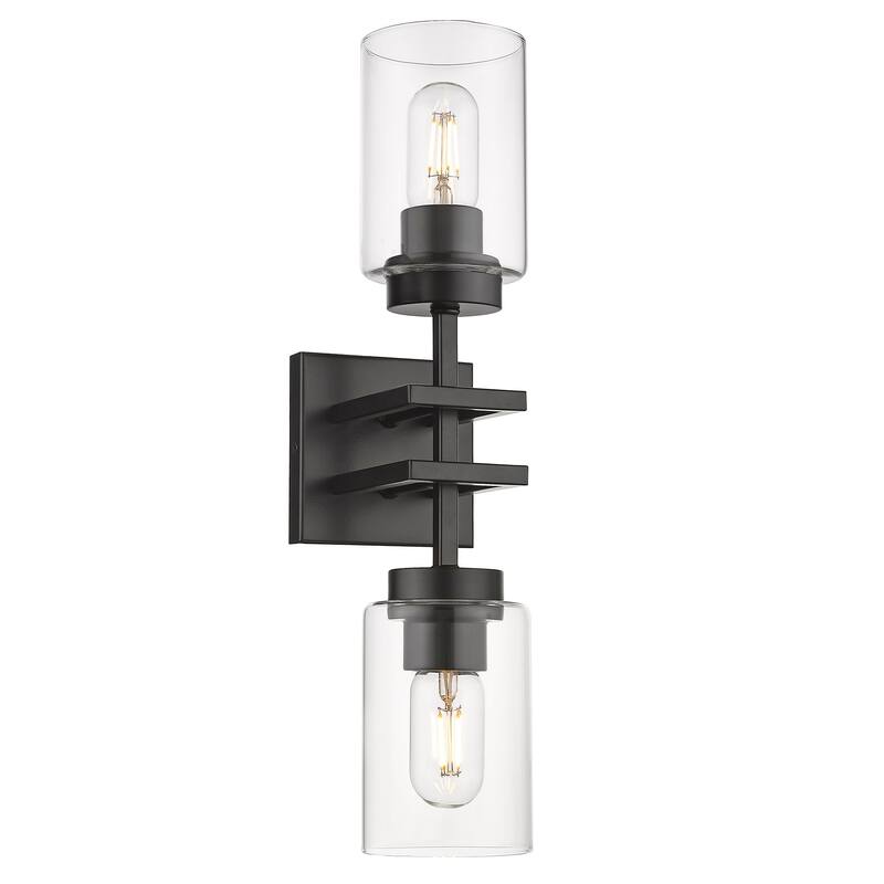 Tribeca 2 Light Wall Sconce - Matte Black with Matte Black - Matte Black with Matte Black