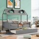 preview thumbnail 20 of 18, Twin Size Metal Loft Bed with Built-in Desk and Shelves Gray