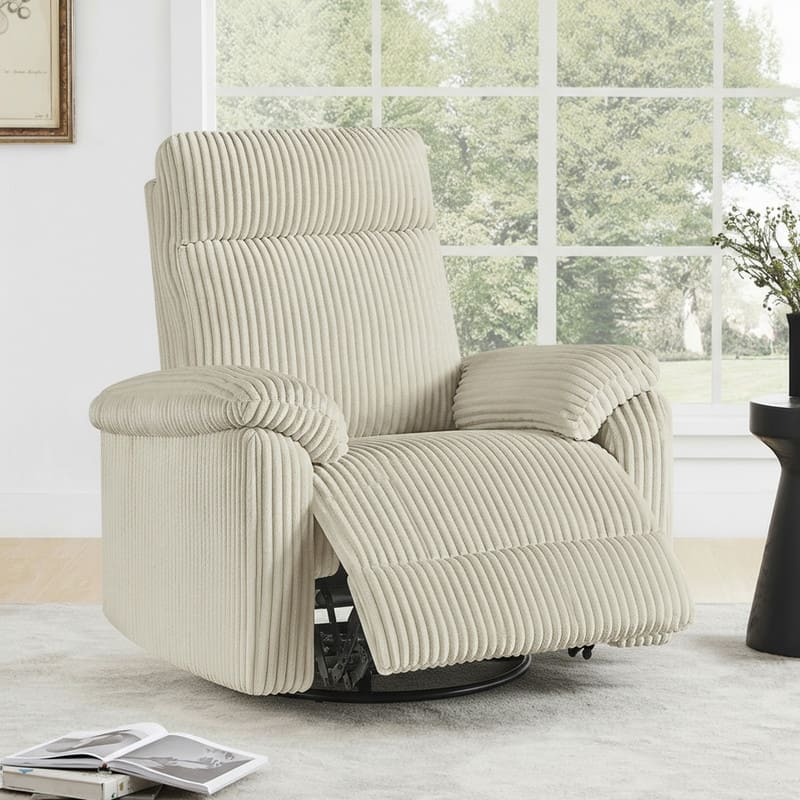 Spruce & Spring Manual Swivel Glider Recliner for Nursery - Cream