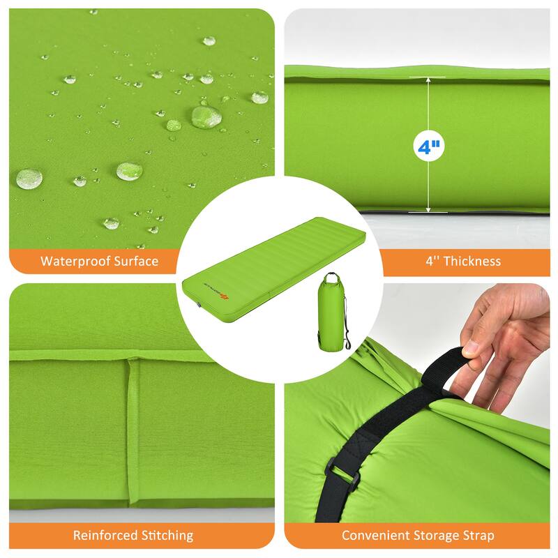 Goplus Folding Sleeping Pad, Self Inflating Camping Mattress with