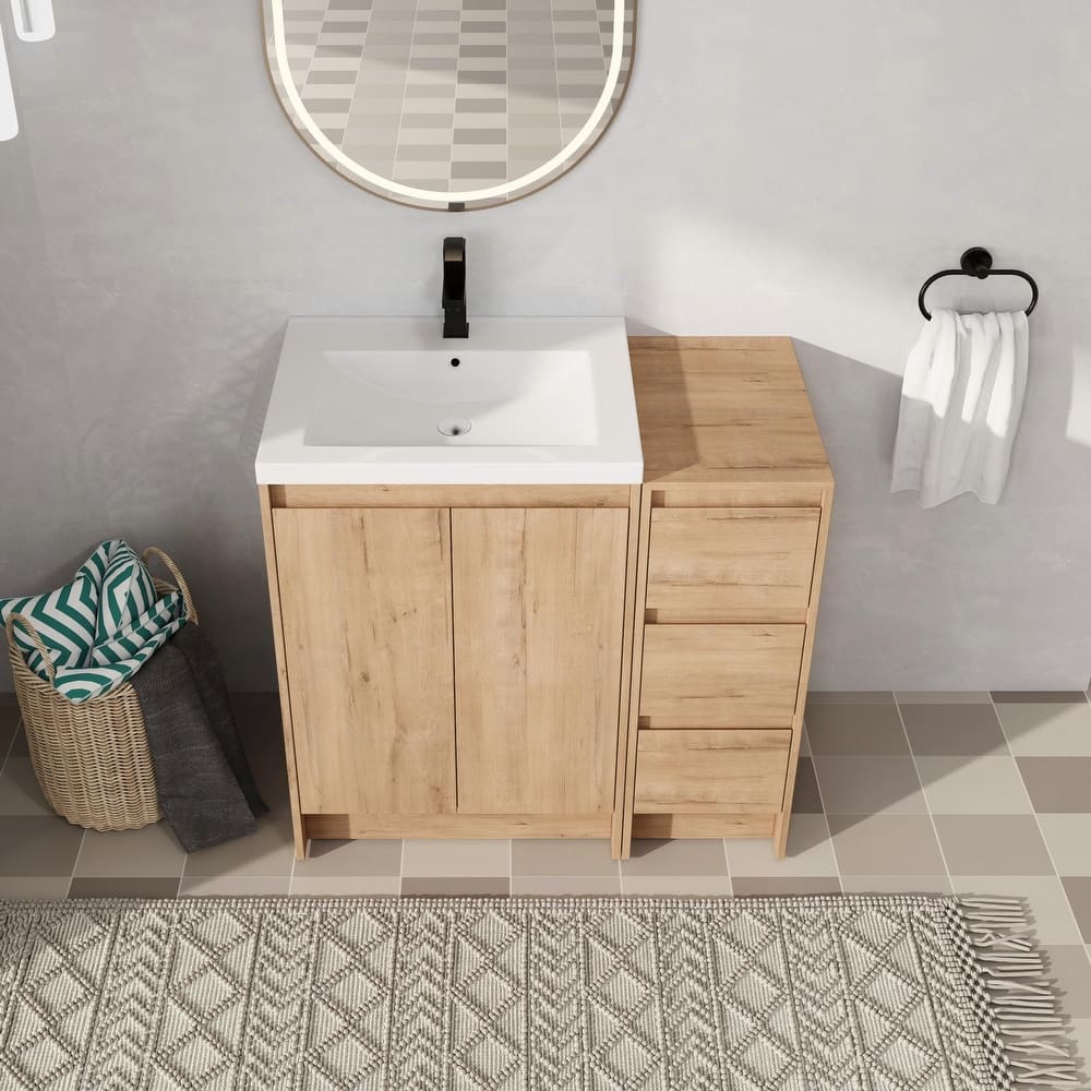 Malwee 36"/48"/60" Bathroom Vanity with Sink, FreeStanding Vanity with Soft Close Door,Drawer and Adjustable Shelf