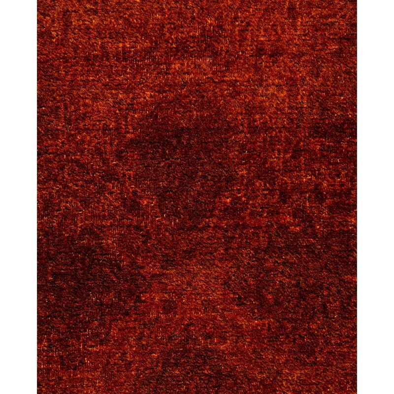 Overdyed One-of-a-Kind Hand-Knotted Area Rug - Orange - 4' 1" x 4' 1"