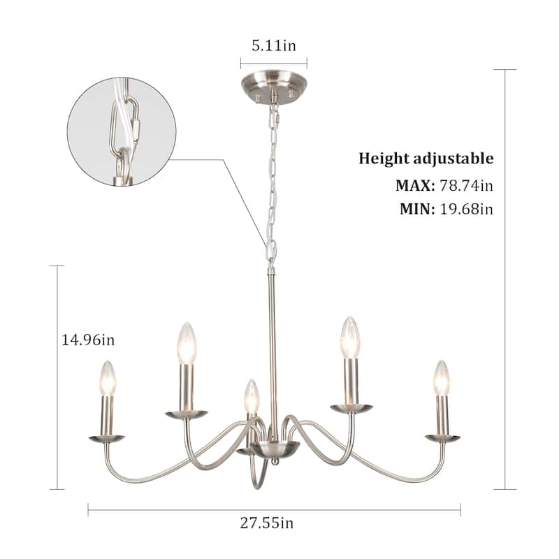 5-Light Farmhouse Chandeliers for Living Room Foyer Hallway Dining Room