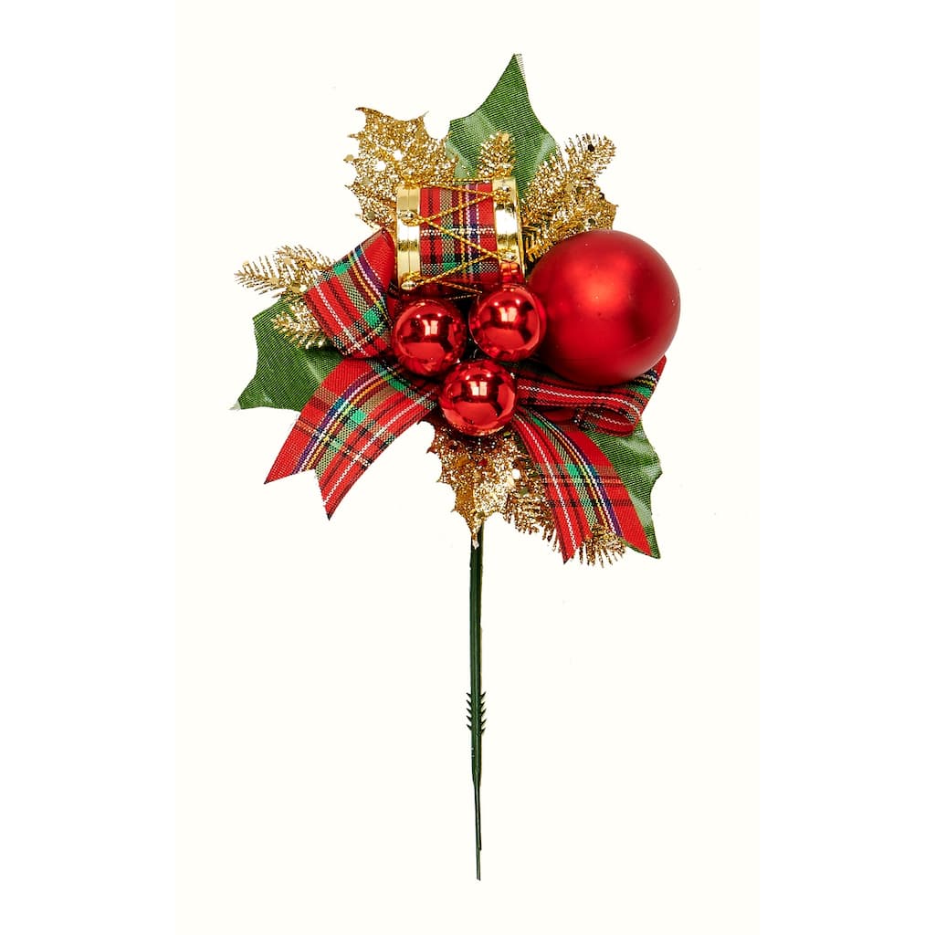 7" Outdoor Weatherproof Christmas Leaf Drum Ball Pick, Set of 12