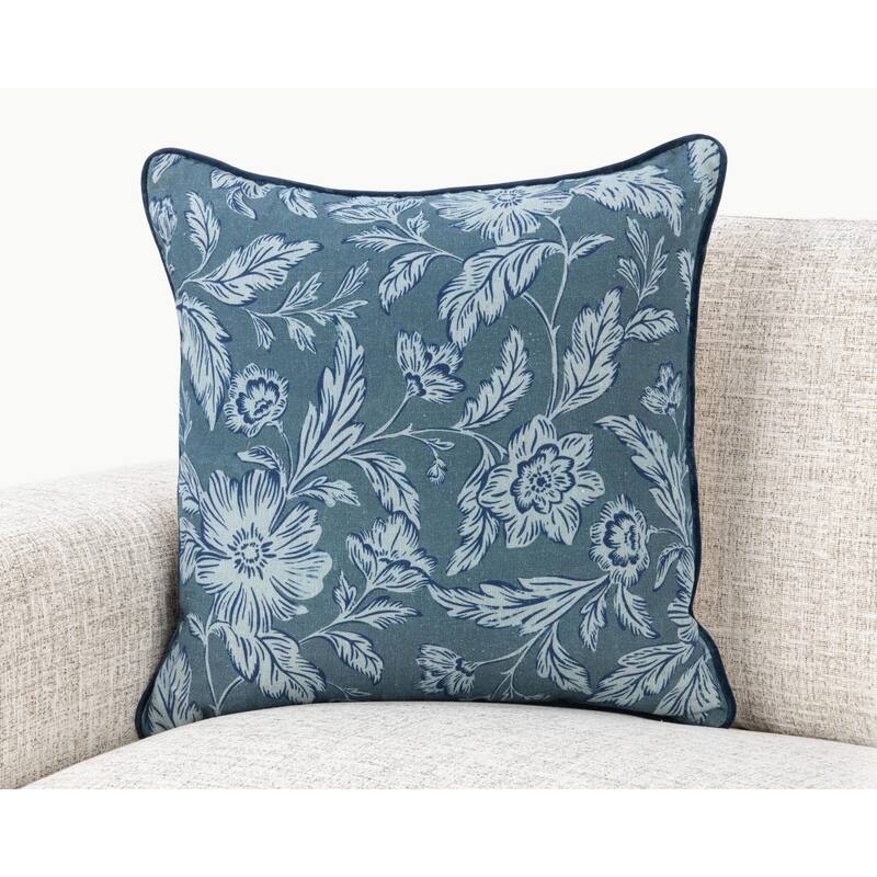 Villa by Classic Home Davenport Linen Fabric Throw Pillow - Blue