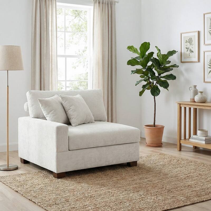 Chenille Upholstered Armless Accent Chair With Plush Cushion