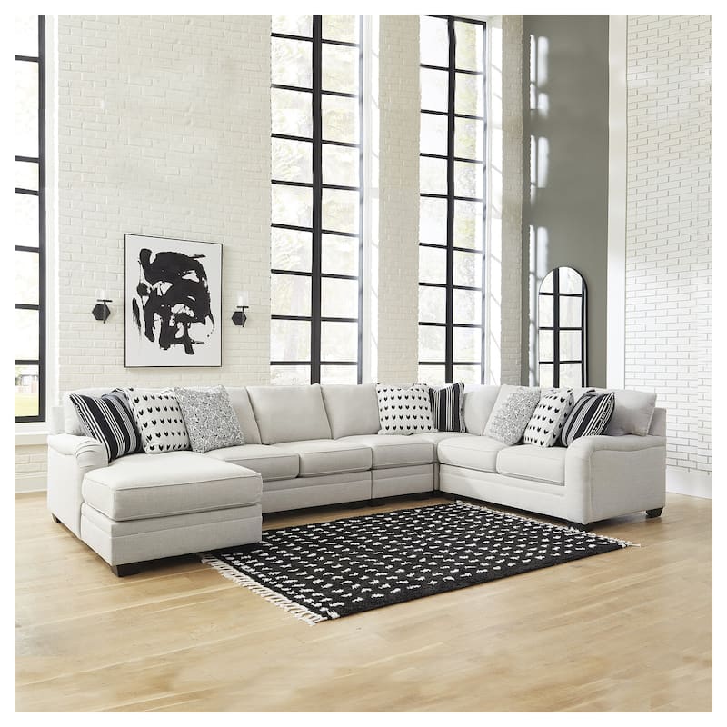 Signature Design by Ashley Huntsworth Dove Gray 5-Piece Sectional with Chaise - 155"W x 99"D x 38"H - Right Facing