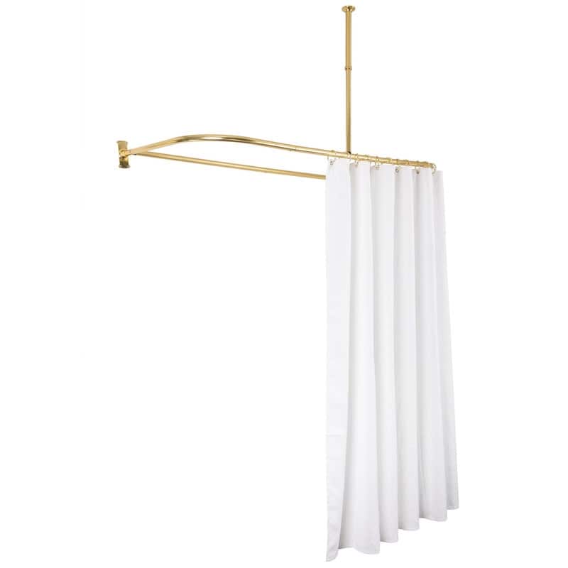 Utopia Alley Rustproof Aluminum D-shape Shower Curtain Rods 60 Inch Large Size by 25 Inch, with White Shower curtain 180x70 inch
