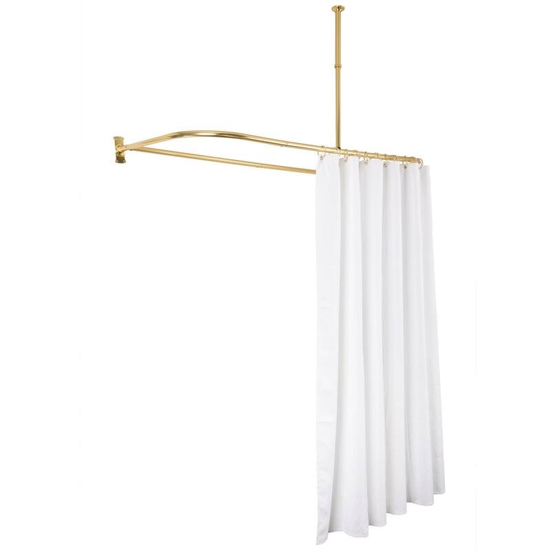 Utopia Alley Rustproof Aluminum D-shape Shower Rod With Ceiling Support for Freestanding Tubs, 60 Inch Large Size by 25 Inch