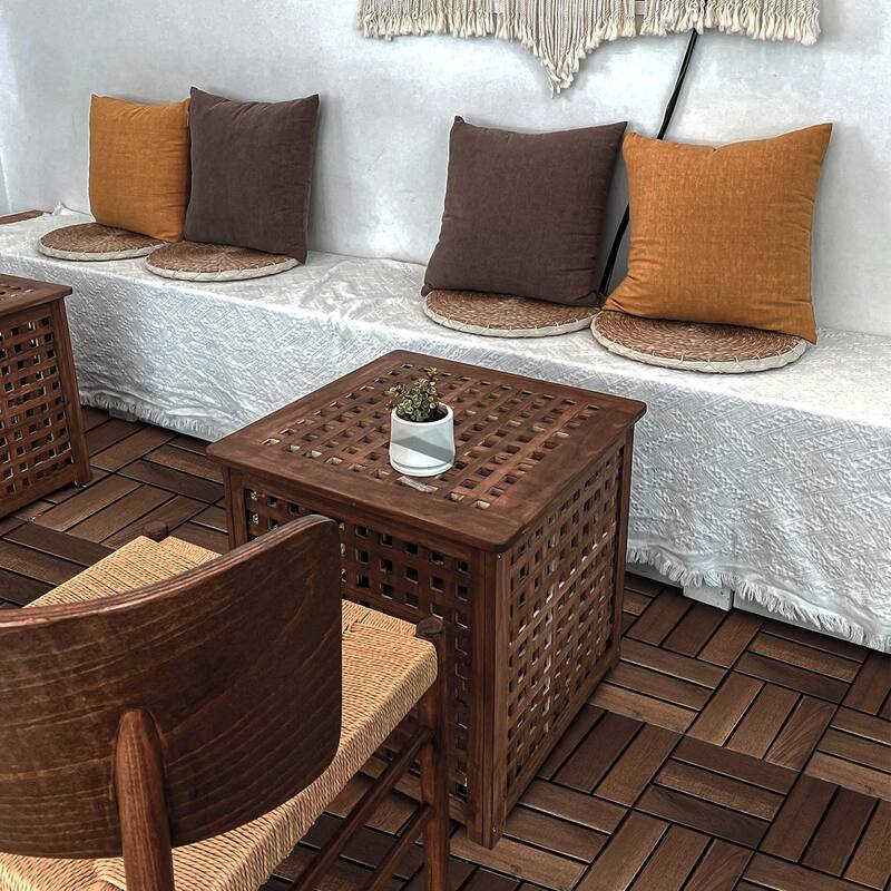 12" x 12" Square Patio Interlocking Deck Tiles in Brown (Box of 10) - 12inchx12inch