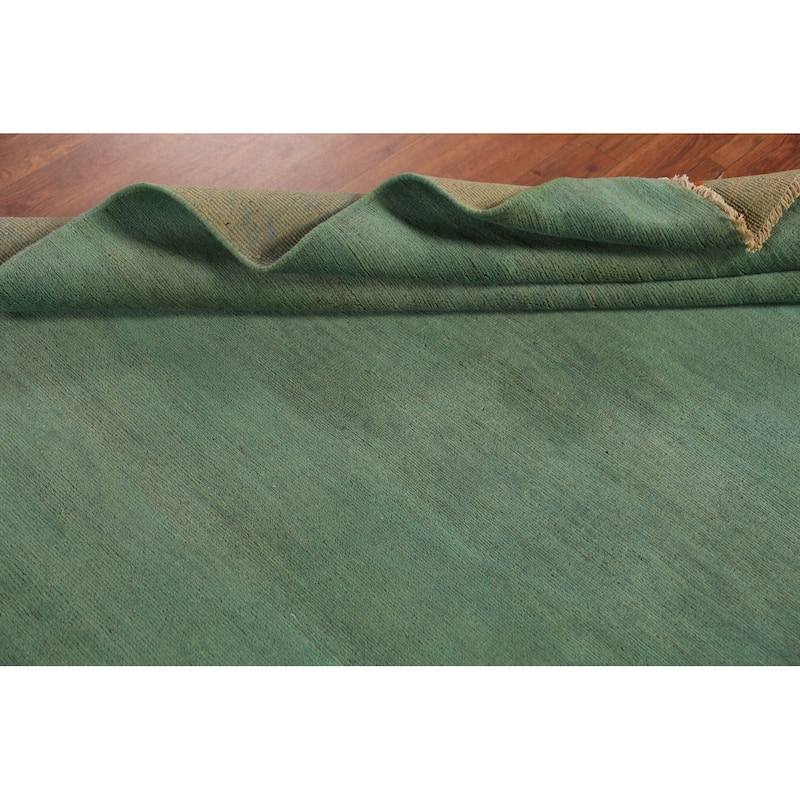 Green Gabbeh Modern Area Rug Handmade Wool Carpet - 4'10" x 6'7"