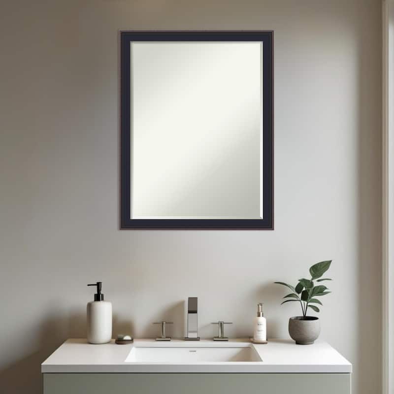 Havana Half-Inch-Bevel Framed Bathroom Vanity Wall Mirror - Havana Black Bronze - 21 x 27 in
