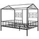 preview thumbnail 13 of 12, Black Full Size Metal House Bed Frame with Slatted Support, No Box Spring Needed