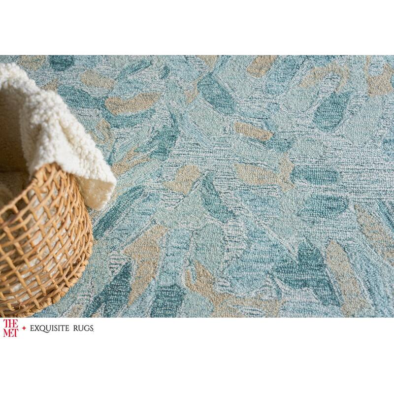 The Met X Exquisite Rugs Botanica Turquoise/Ivory/Multi Area Rug