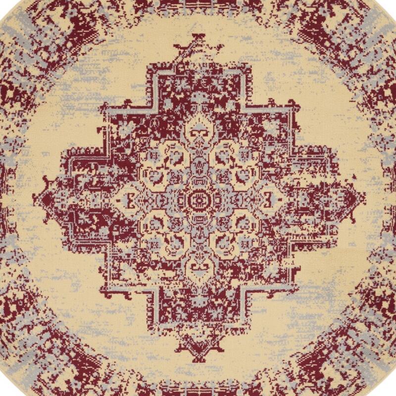Lije Power Loomed Distressed Geometric Non Skid Stain Resistant Area Rug By HomeRoots - 63' X '63' X '0.5