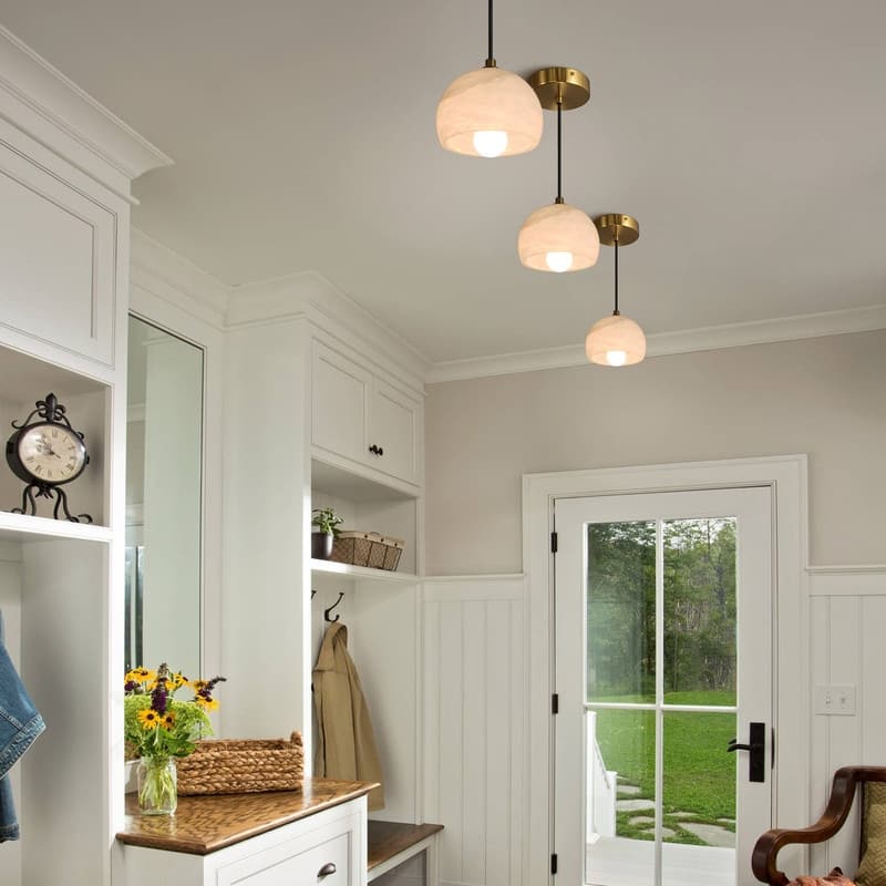 Alabaster Pendant Light for 7.9" Spanish Marble Shade Hanging Light Fixture