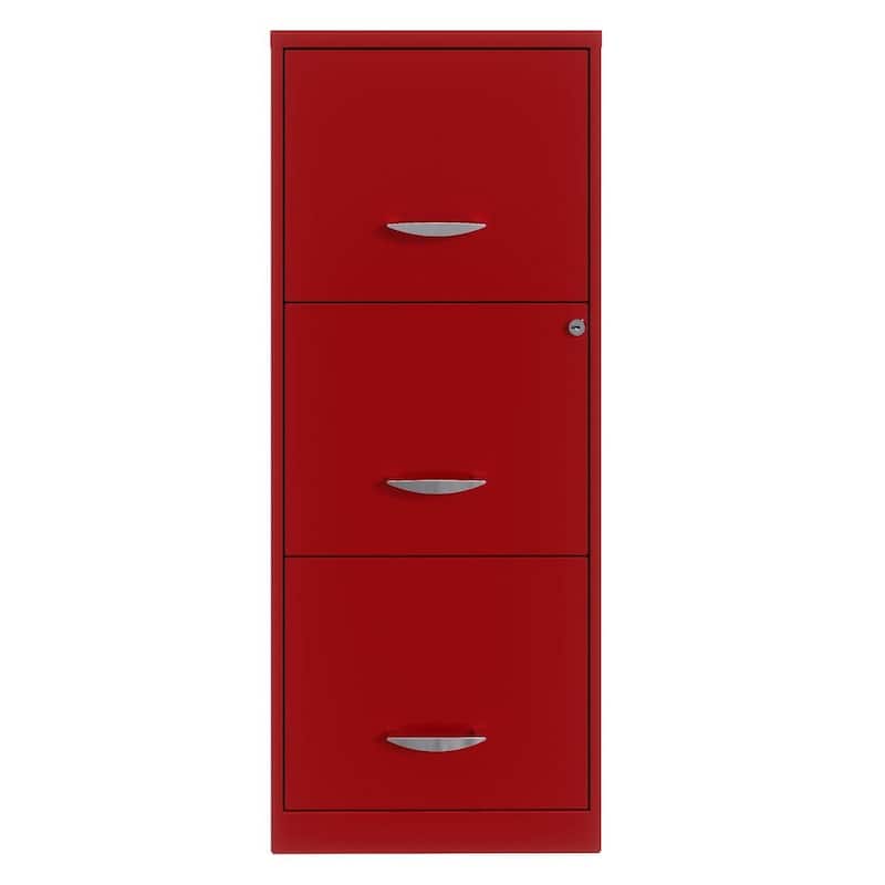 Red Metal Steel 3 Drawer Filing Cabinet with Lock and Smooth Glide