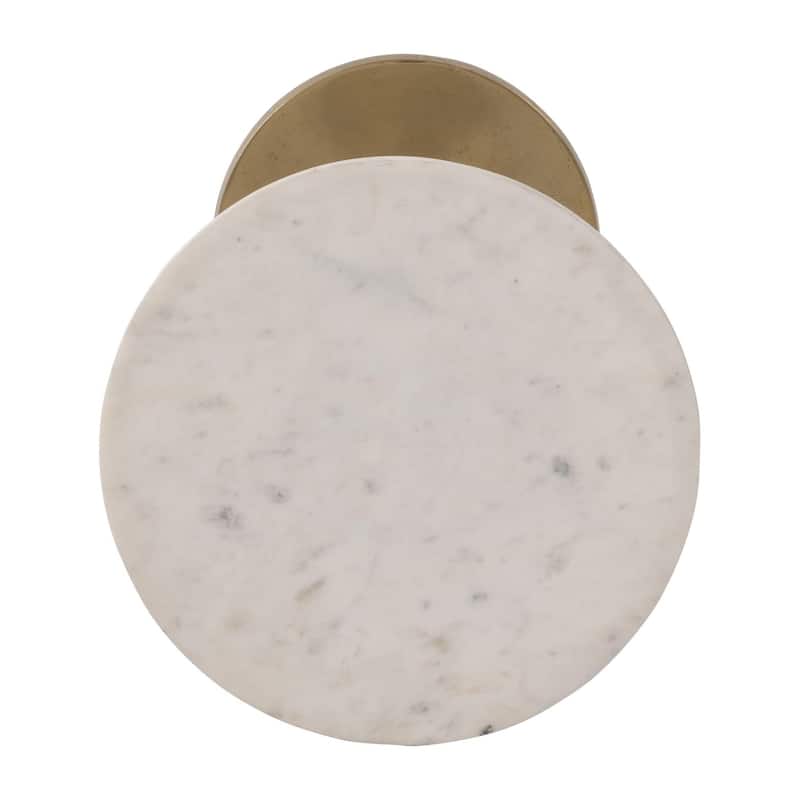 Round End Table - 24" - Gold and White
