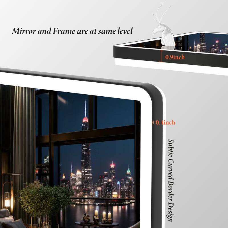 QuivaraView Luxury Aluminum Black Micro-arc Framed bathroom Vanity Wall Mounted LED lighted Mirror