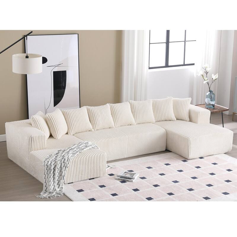 131'' Modular Sectional Couch, U-shaped sofa , Chaise Lounge, Striped fabric