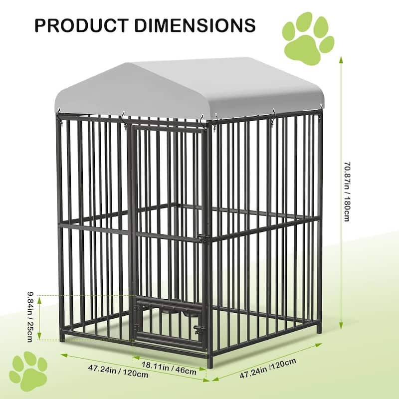 Outdoor Dog Kennel with Safety Locks, UV & Water Resistant Proof Cover for All Dog