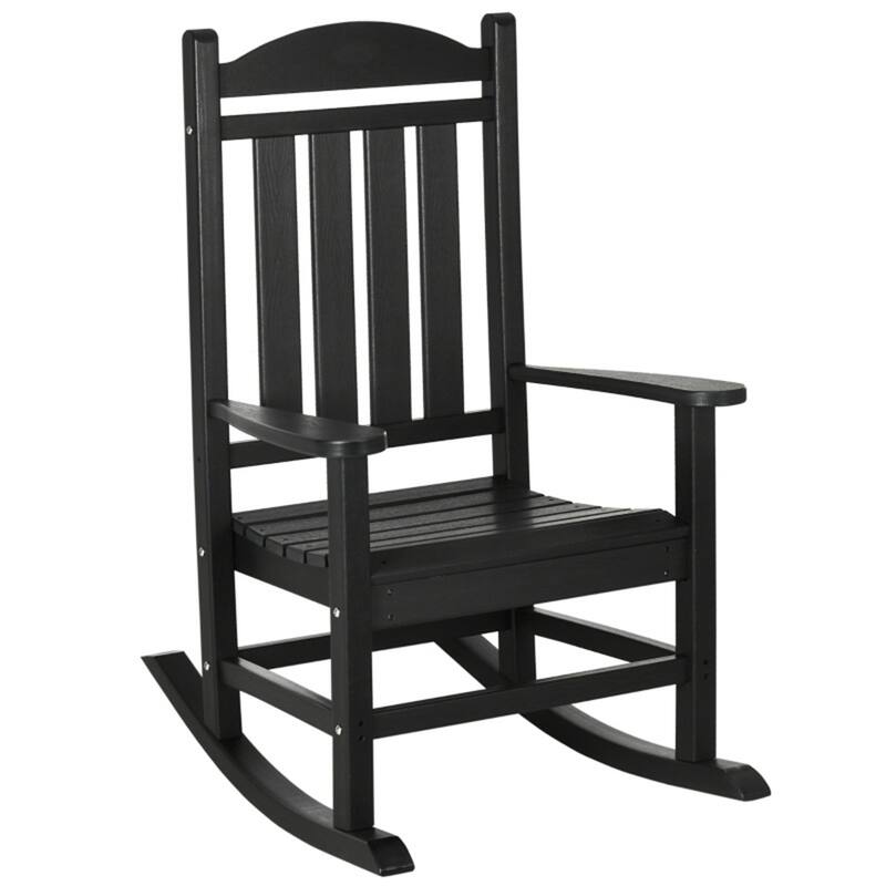 Outdoor Rocking Chair HDPE Weather Resistant Patio Garden Chair - 1 - Black