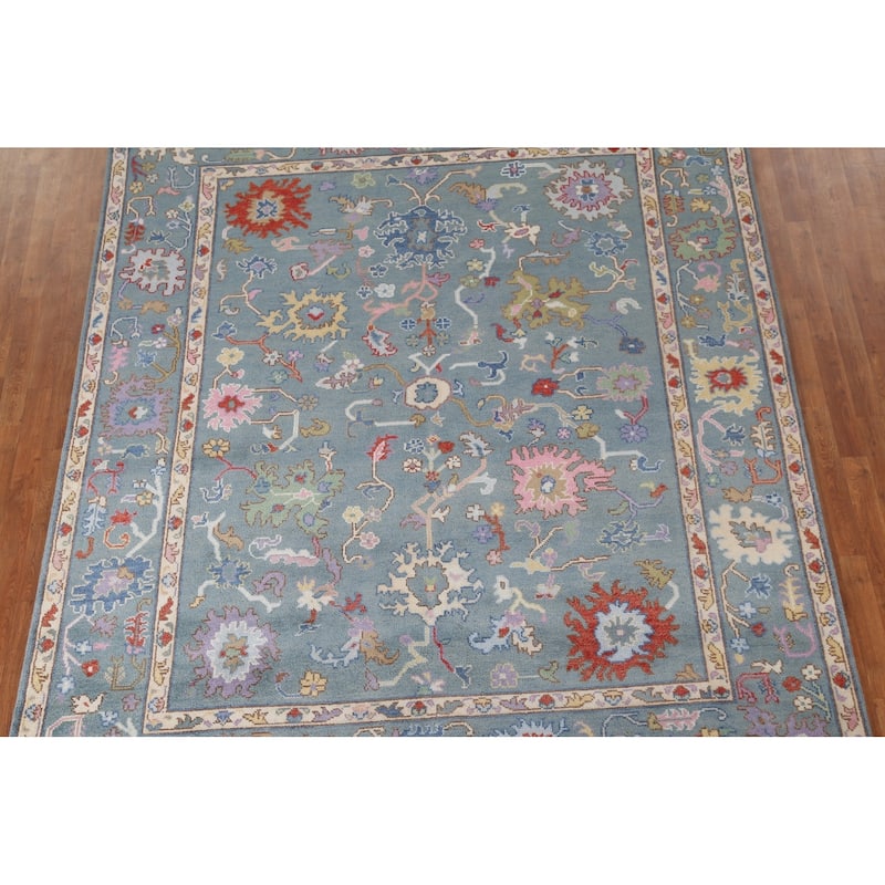 All-Over Oushak Oriental Area Rug Hand-Knotted Wool Carpet - 8'1"x 9'8"