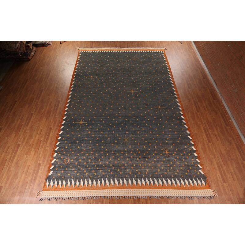 Striped Grey Moroccan Large Modern Area Rug Handmade Wool Carpet - 11'9"x 18'11"