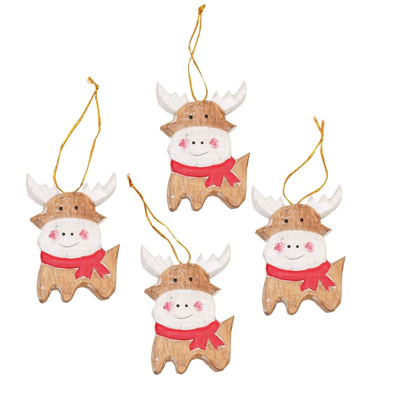 Novica Handmade Tiny Deer Wood Ornaments (Set Of 4)