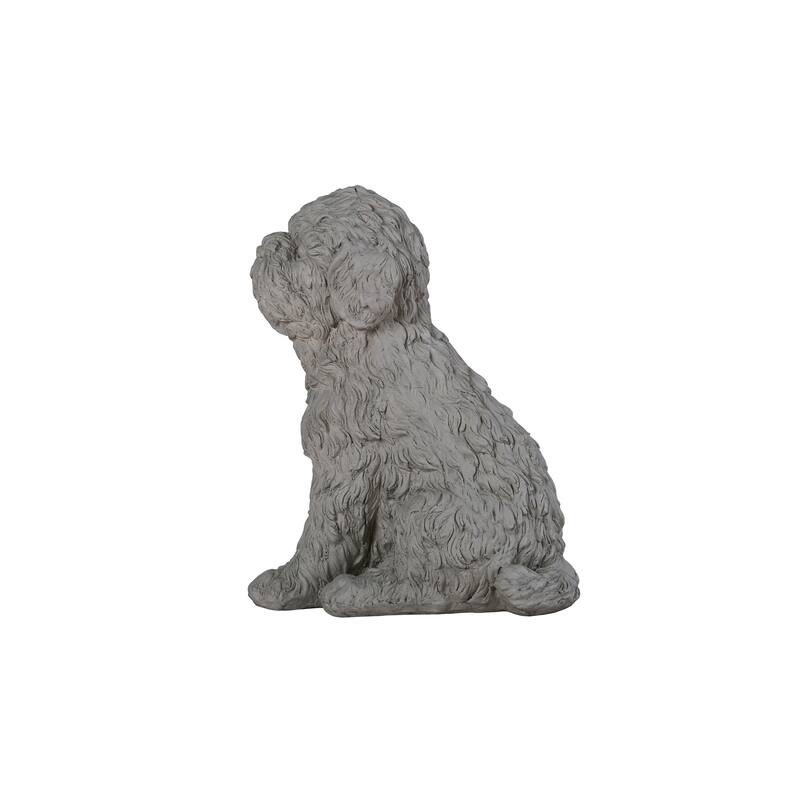 Tranquil Guardian Curled Sitting Dog Memorial Statue