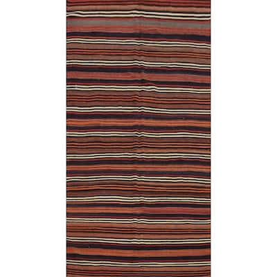 Hand Woven Oriental 100% Wool Carpet Southwestern Geometric Multi-Colored Kilim Area Rug - 10' 5'' X 5' 2''