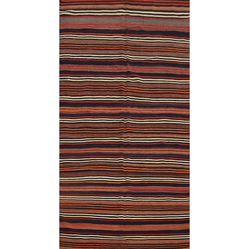 Hand Woven Oriental 100% Wool Carpet Southwestern Geometric Multi-Colored Kilim Area Rug - 10' 5'' X 5' 2''