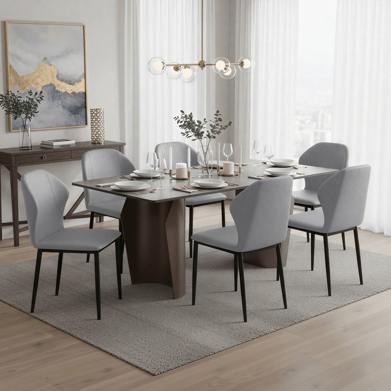 Mosaic Modern Upholstered Fabric Dining Chair with Metal Legs by LeisureMod