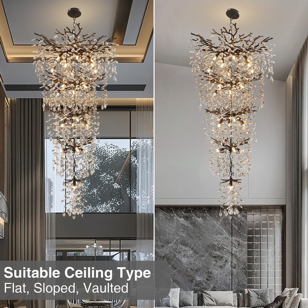 KAYLA Crystal Dimmable LED Tiered Chandelier - 118in - On Sale