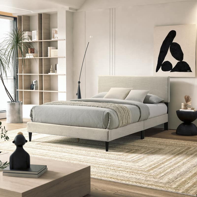 Bayson Wood Frame Queen Platform Bed With Headboard