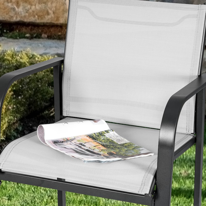 Nuu Garden Outdoor 2-Piece Textilene High Bar Stools, Gray