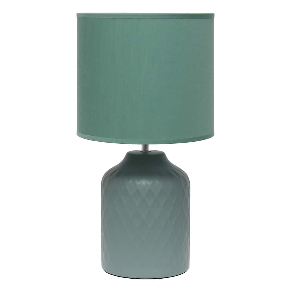 Chevron Ceramic Base Table Lamp with Drum Shade - 17.25" - Seafoam Green