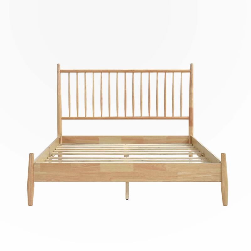 Mid-Century Modern Design Full Platform Bed - Natural