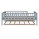 preview thumbnail 18 of 46, Wooden Daybed, Twin Sofa Bed with Trundle and Fence Guardrails for Kids Teens Adults, Wood Slat Support, No Box Spring Needed