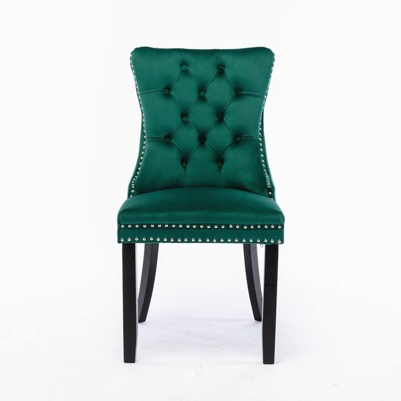 Tufted Velvet Dining Chairs with Nailhead Trim (Set of 2)