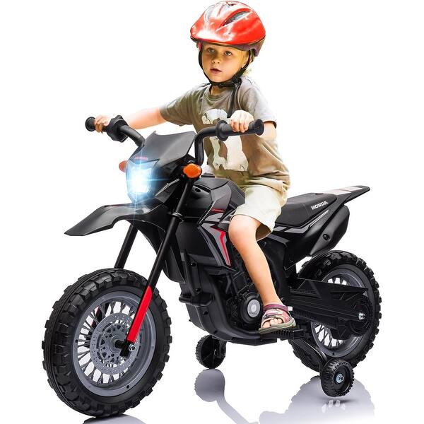 slide 2 of 24, Kids Ride on Motorcycle,6 V Electric Motorbike Licensed Honda w/Training Wheels
