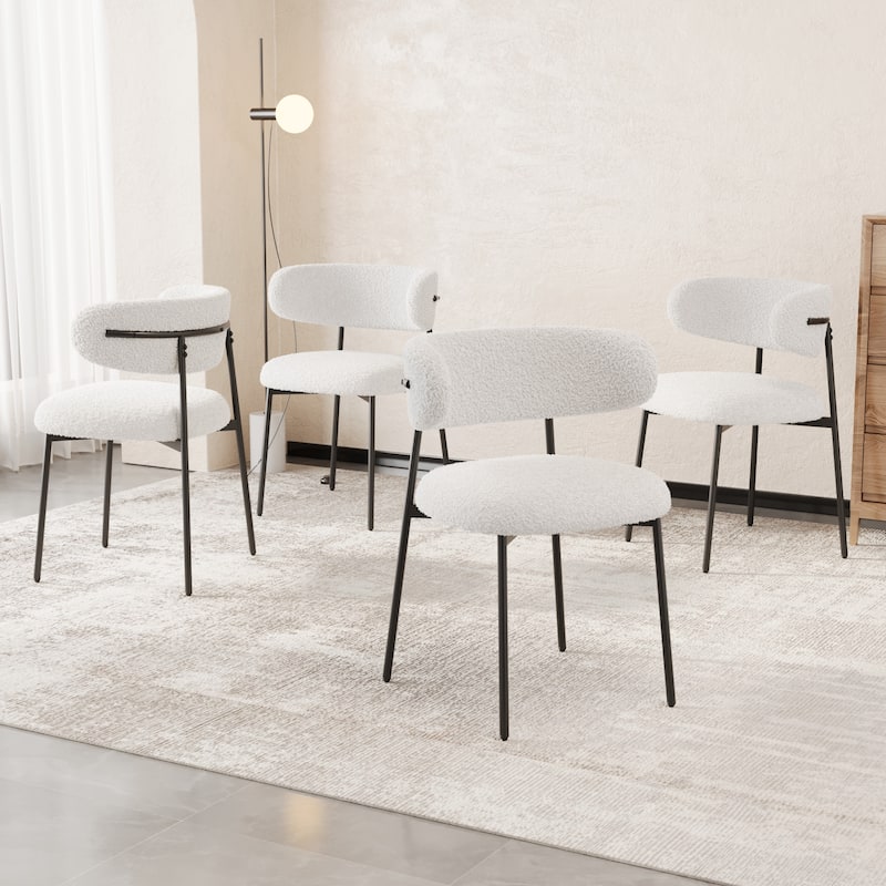 Upholstery Dining Chairs Set of 4 - White