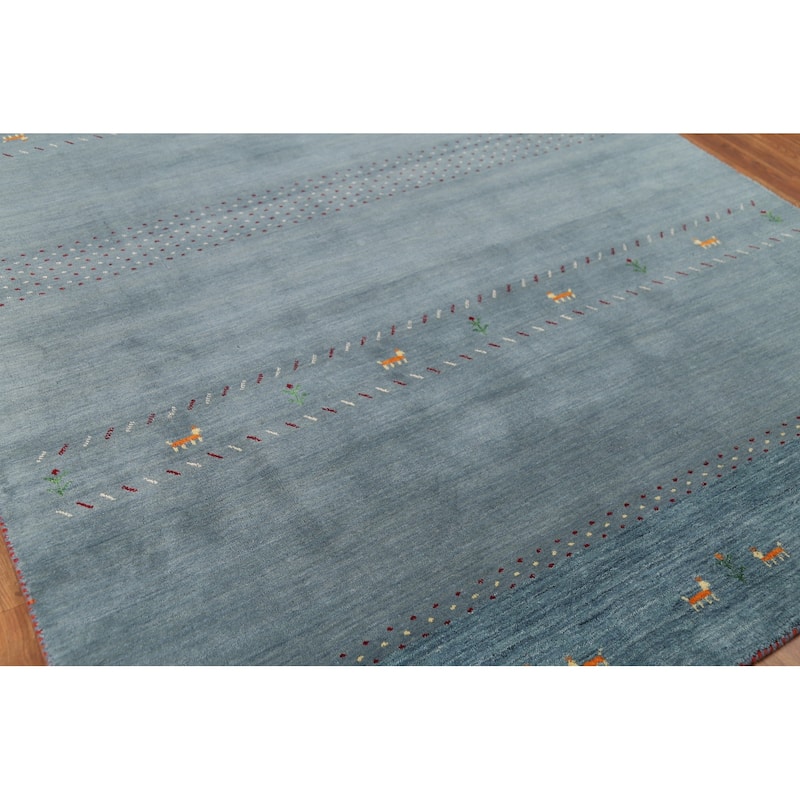Tribal Gabbeh Area Rug Hand-Knotted Wool Carpet - 6'8"x 9'10"