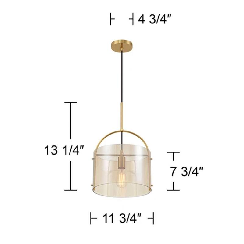 Wide Soft Gold and Cognac Glass Mini Pendant - 11" x 120"