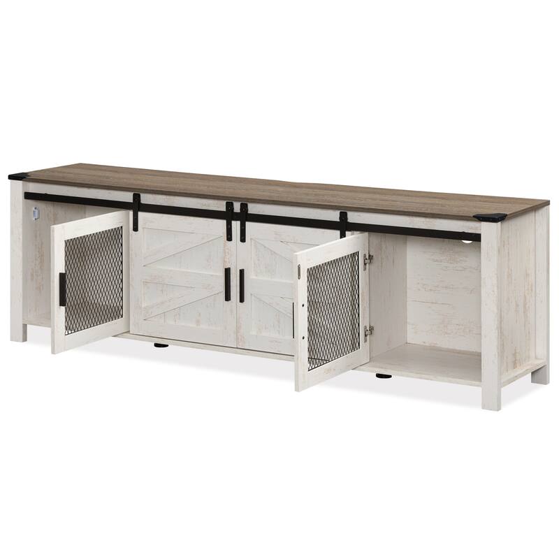Sliding Barn Door TV Stand Cabinet, Entertainment Center for 75" TV