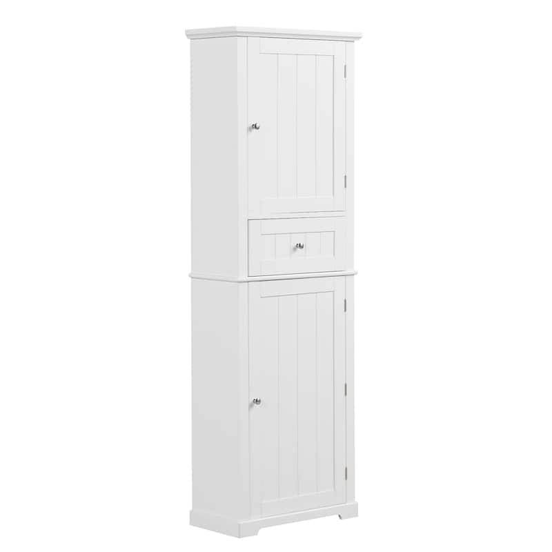 Double Door Wood Bathroom Storage Cabinet with Drawers, Shelves