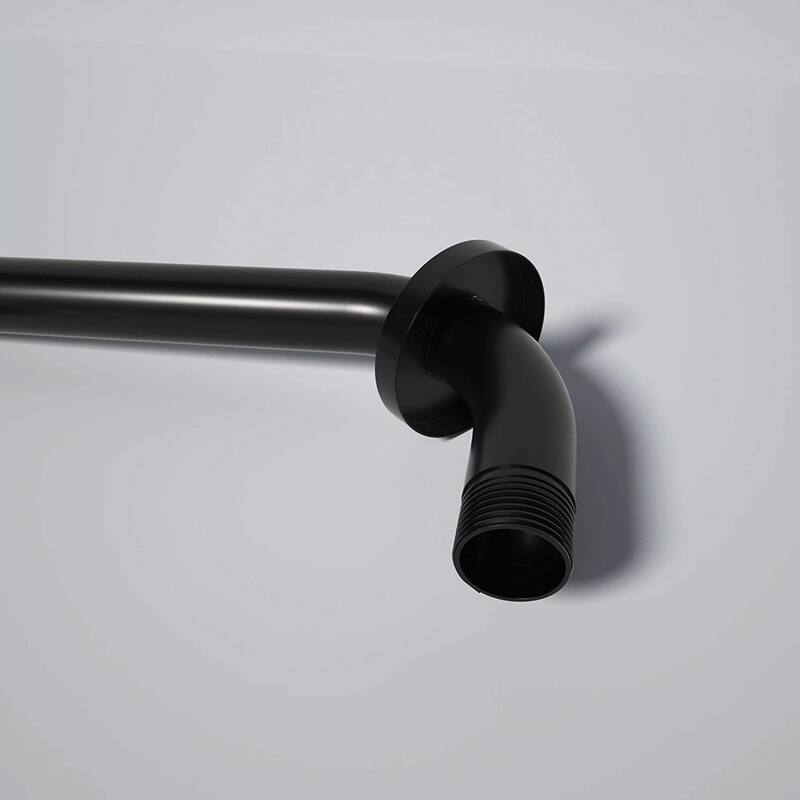 Shower Arm 16 Inch Black Shower Arm Solid Brass Extension Arm, G1/2" Pipe NPT Standard Shower Head Extender with Flange Cover