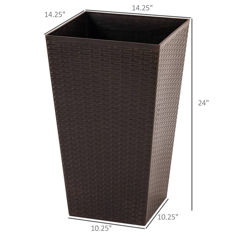 Set of 3 Tall Planters with Drainage Hole, Outdoor Flower Pots, Indoor Planters for Porch, Front Door, Entryway