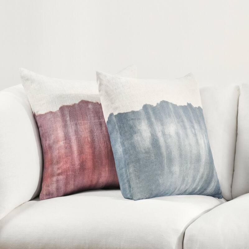 Villa by Classic Home Cora 20" Belgian Linen Hand Painted Throw Pillow