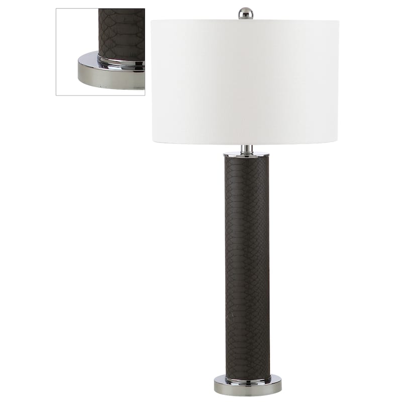 SAFAVIEH Lighting Tomika 32-inch Faux Alligator Grey Table Lamp (Set of 2) - 15"x15"x31.5" - 15Wx15Dx32H